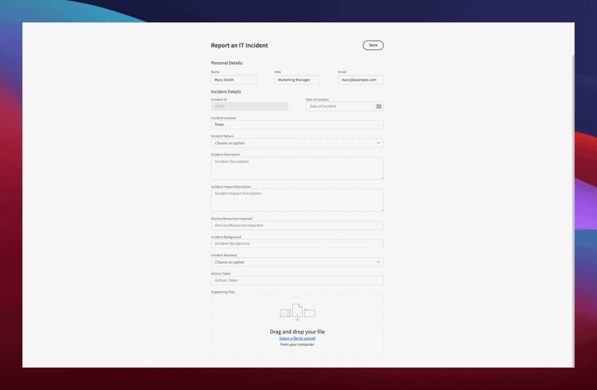 Report IT incident Report IT incident