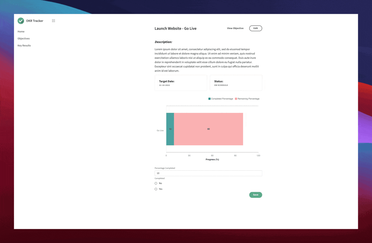 OKR Goal Tracker OKR app template free