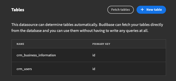 Fetch Tables Fetch tables to integrate multiple databases
