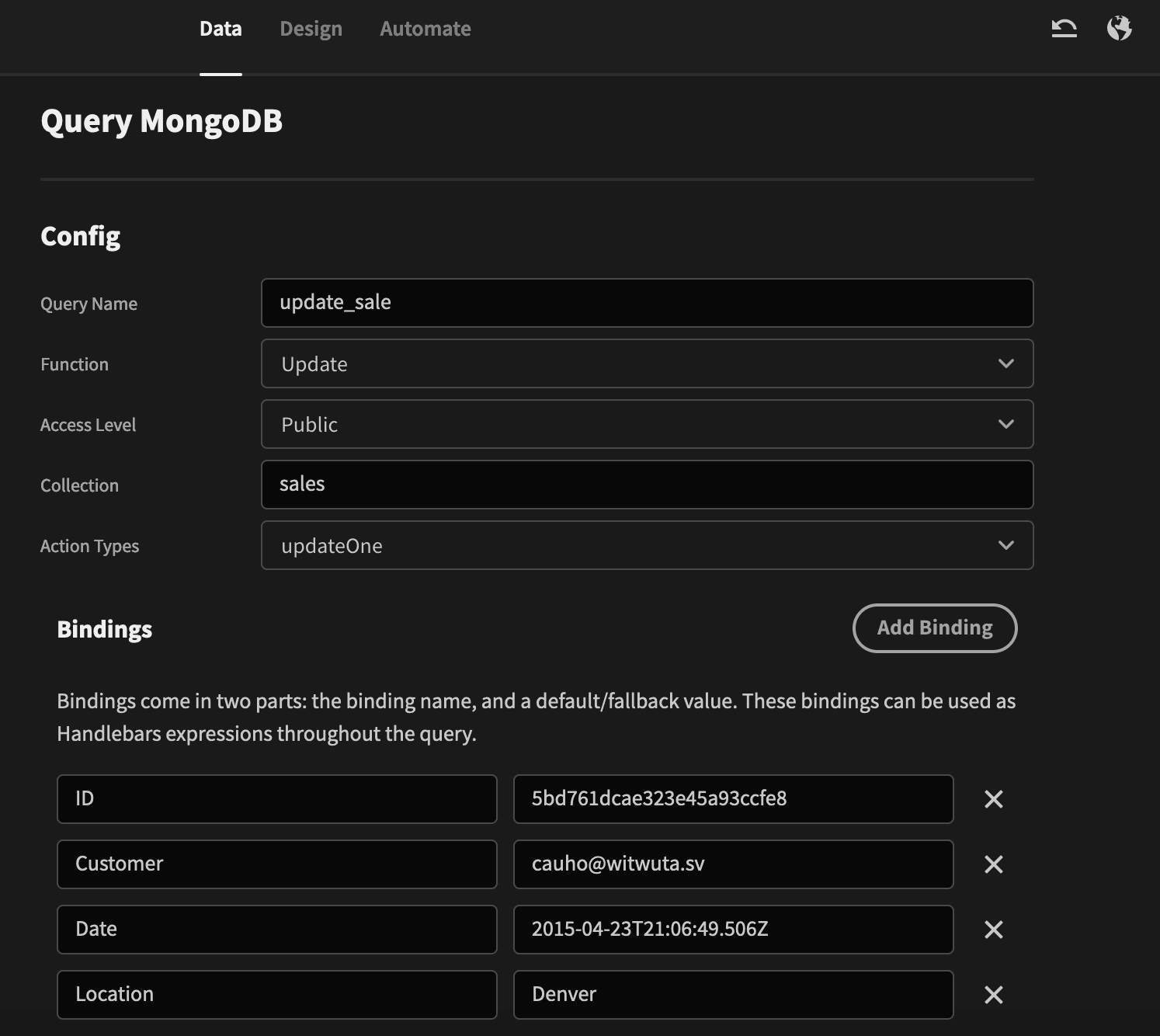 Update Sale Query