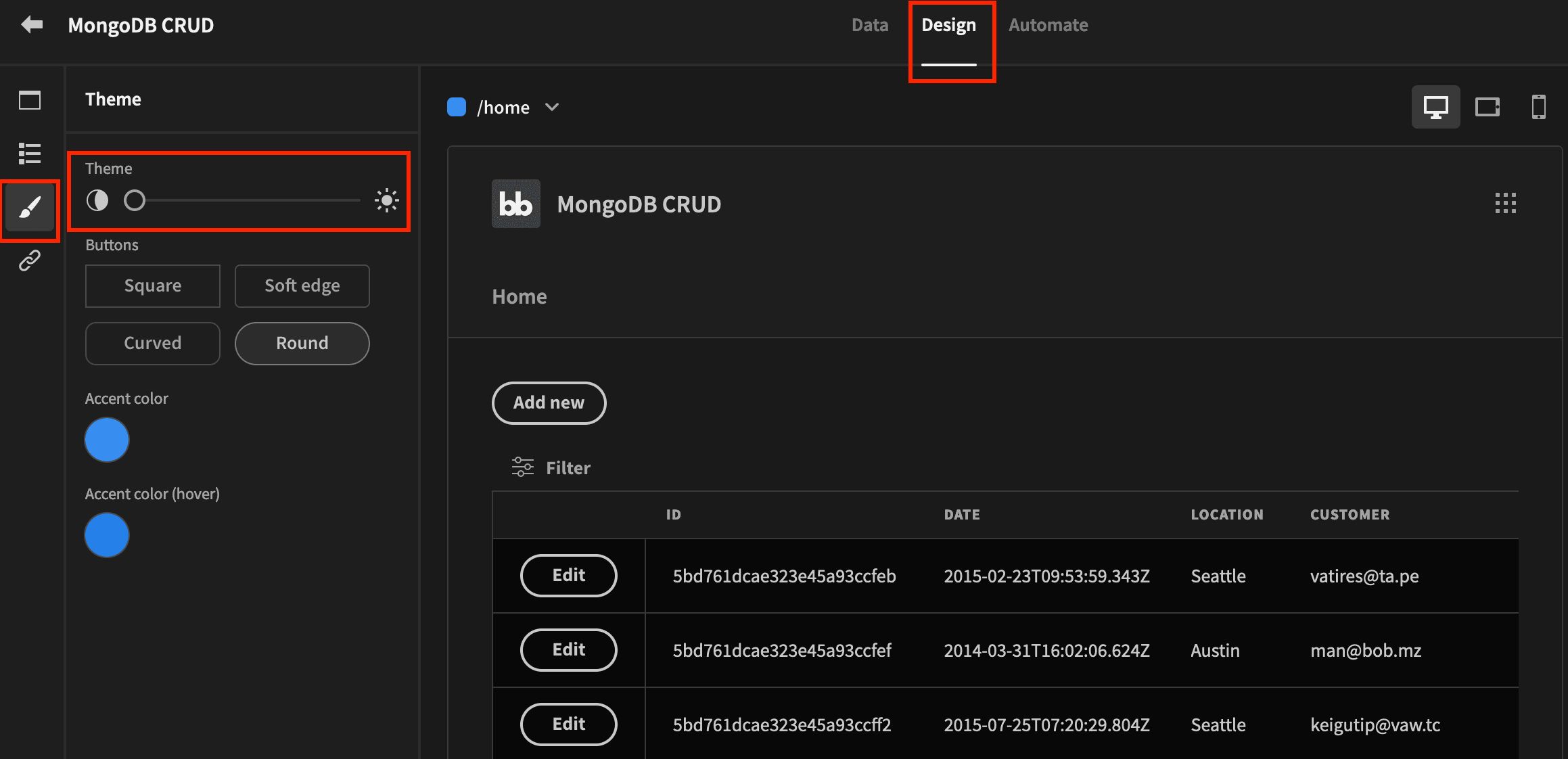 Set app theme in Operly
