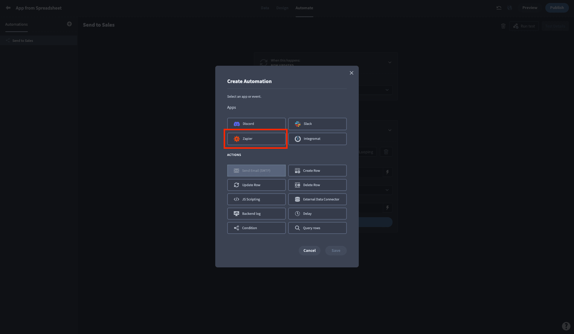 Integration actions
