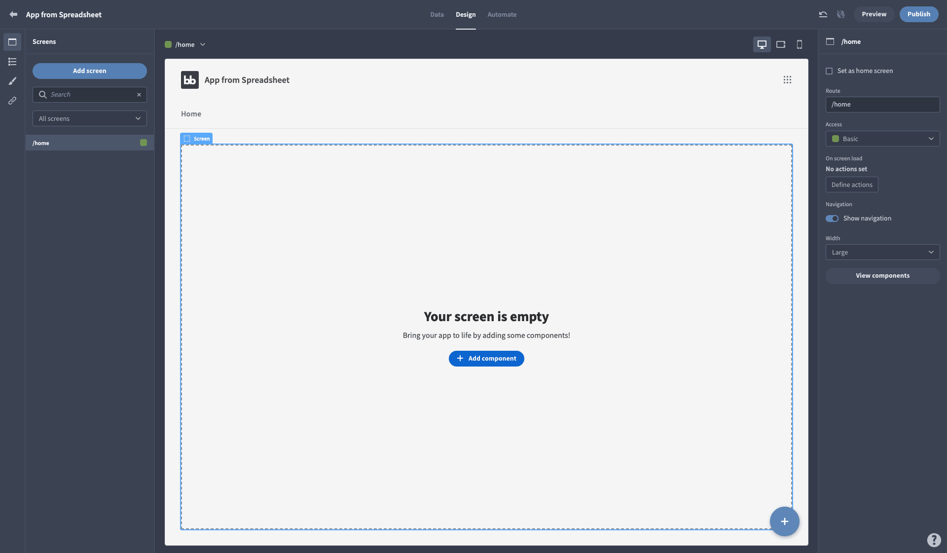 Create screens