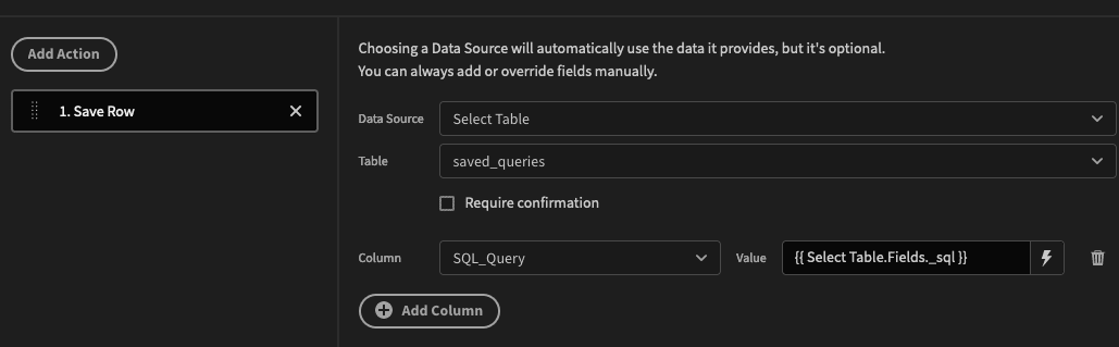 Database GUI save query