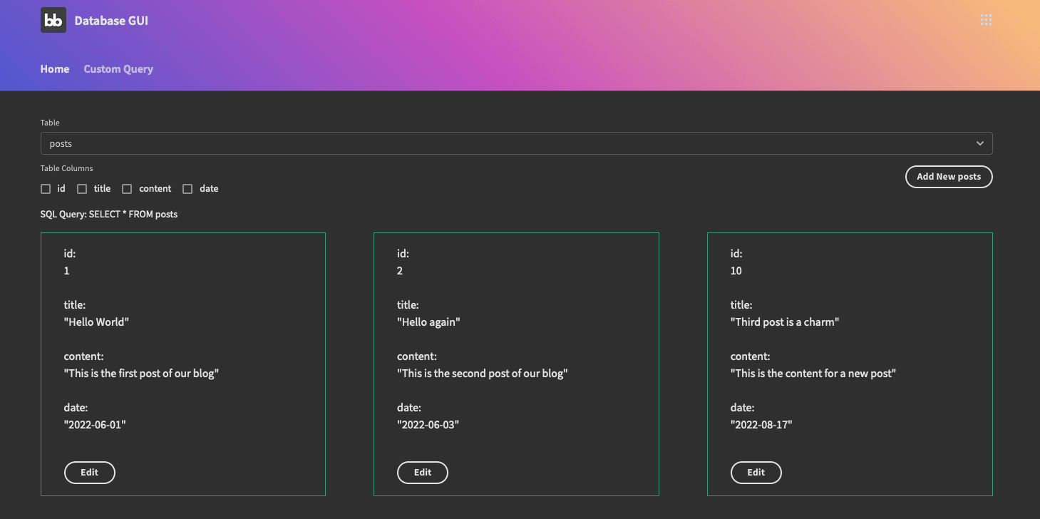 How to build a database GUI