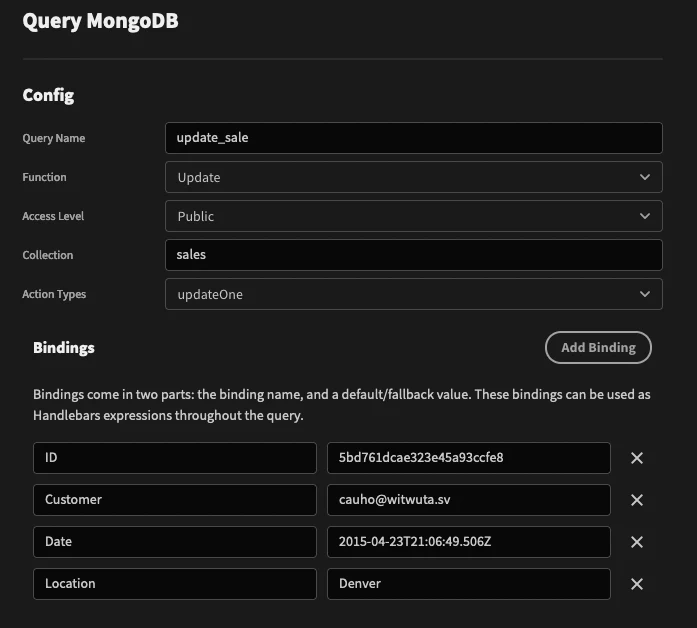 Update sale query