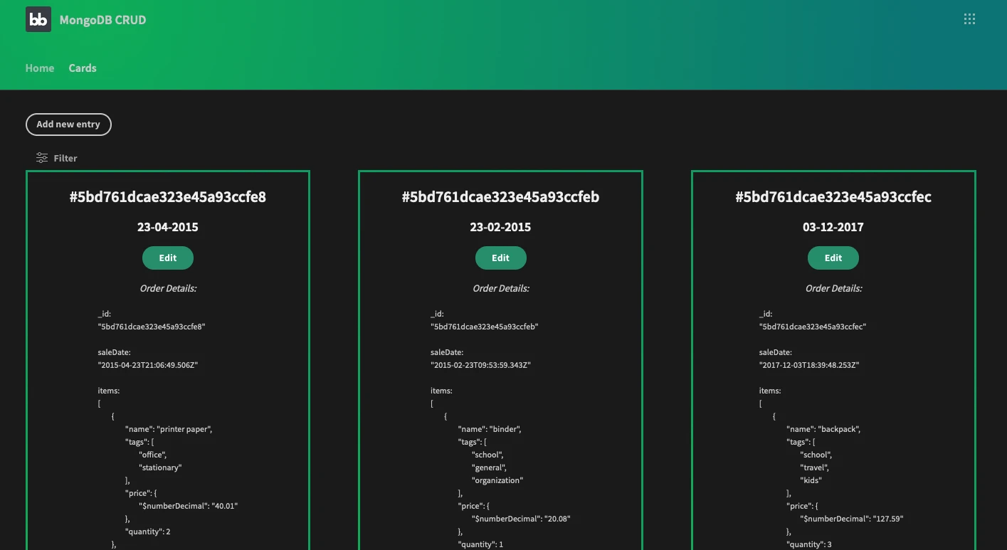 MongoDB GUI homescreen