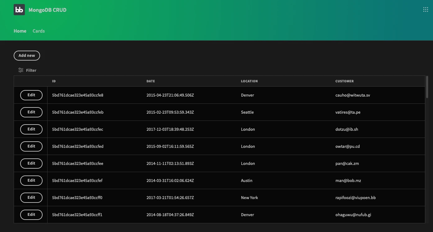 MongoDB GUI Homescreen