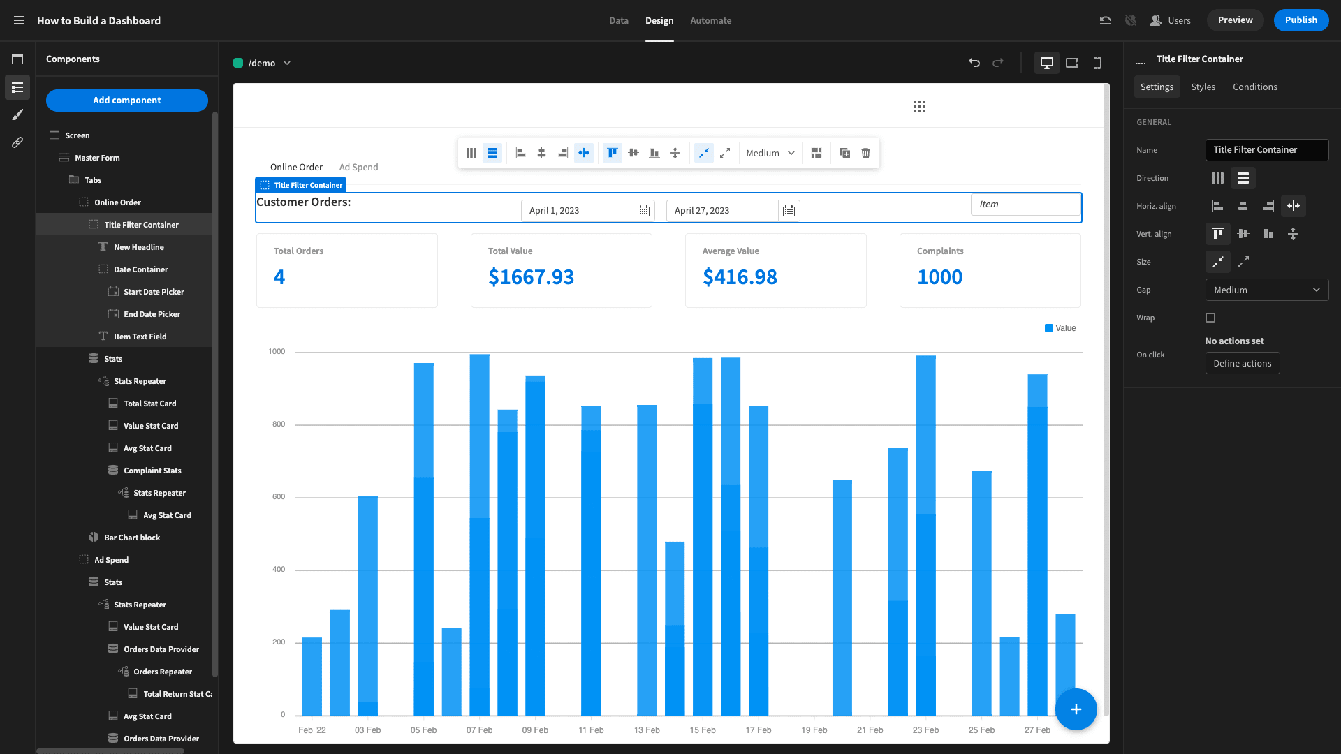 Custom dashboard