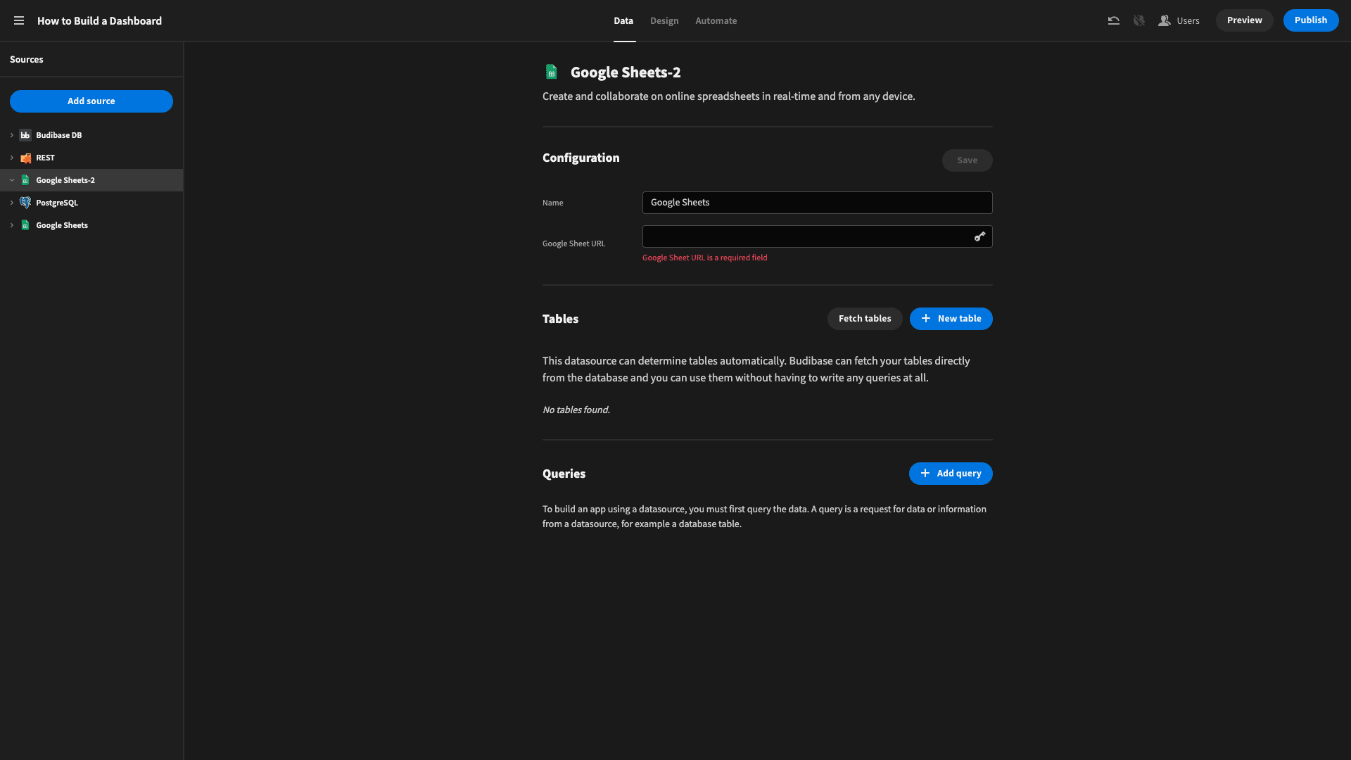 Google Sheets Dashboard