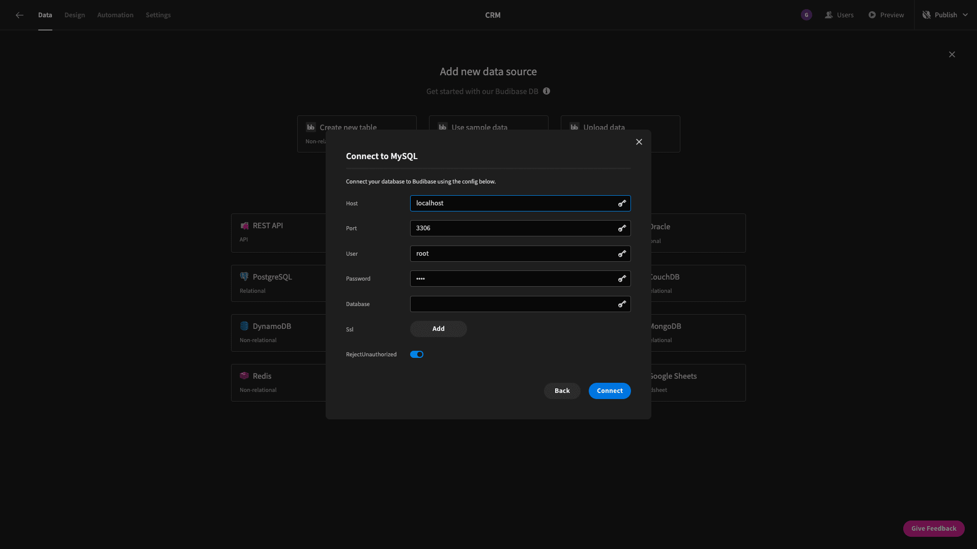 Operly database connections