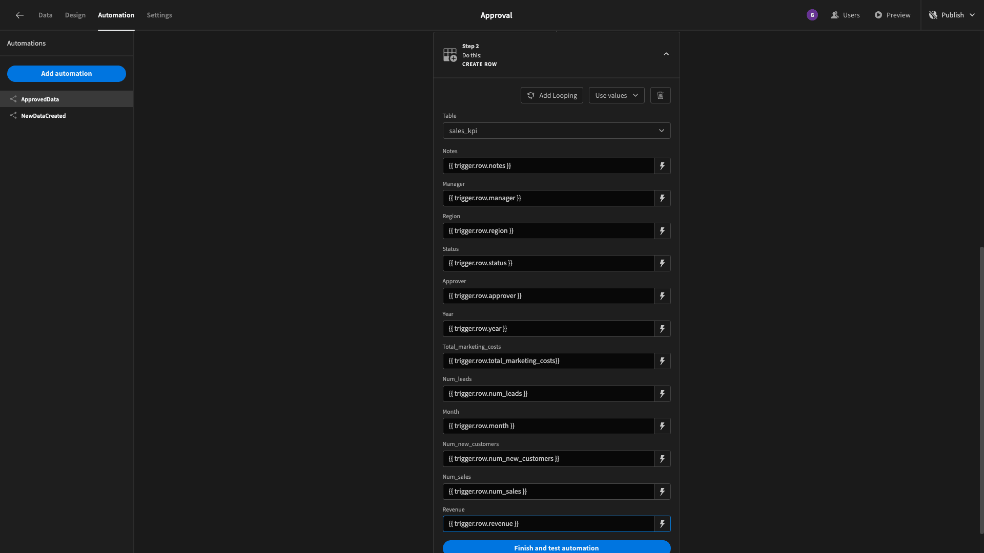 Create row