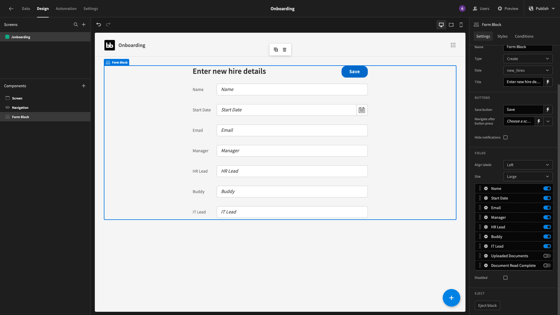Employee onboarding app