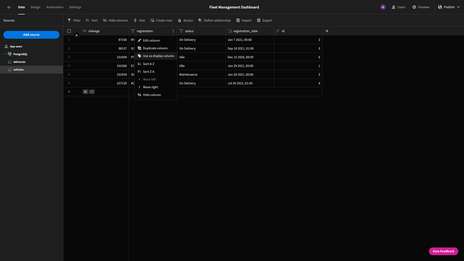 Fleet management dashboard Fleet Management Dashboard