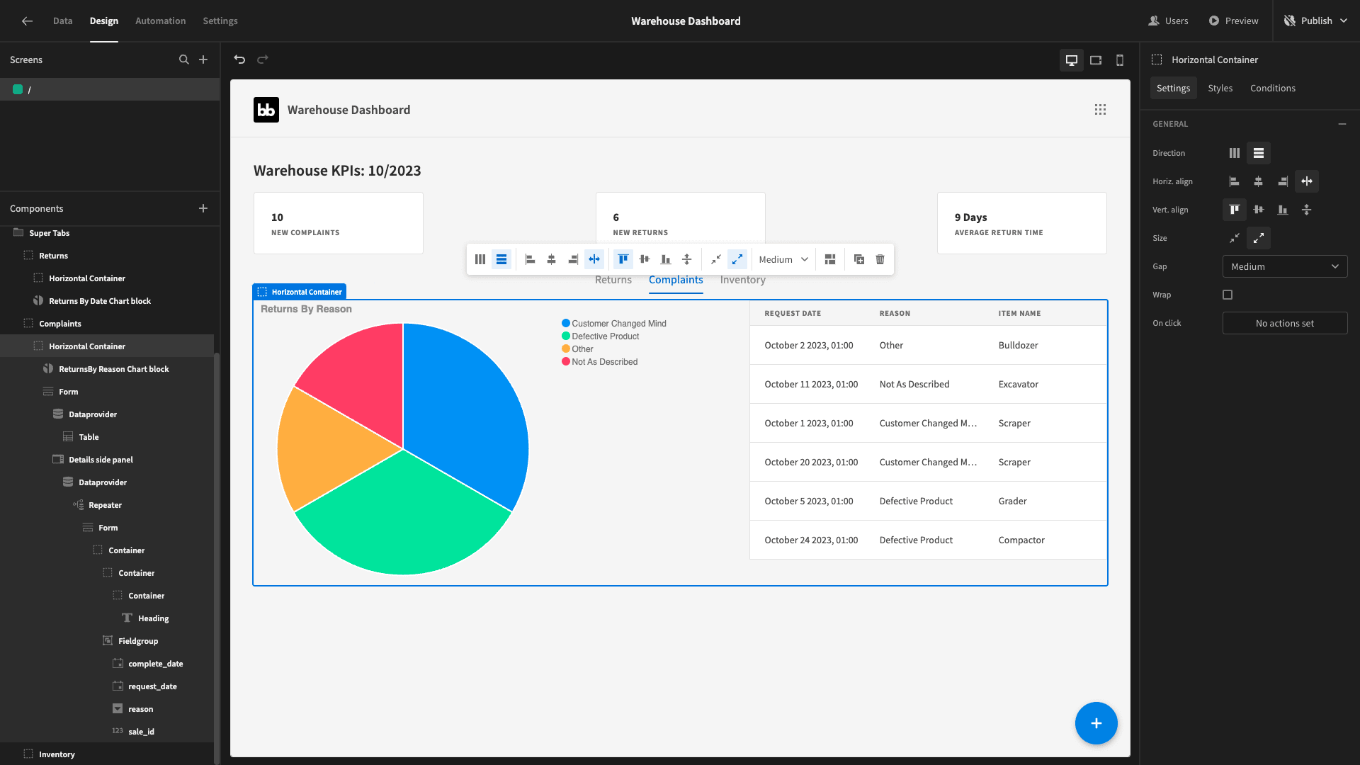 Warehouse Dashboard