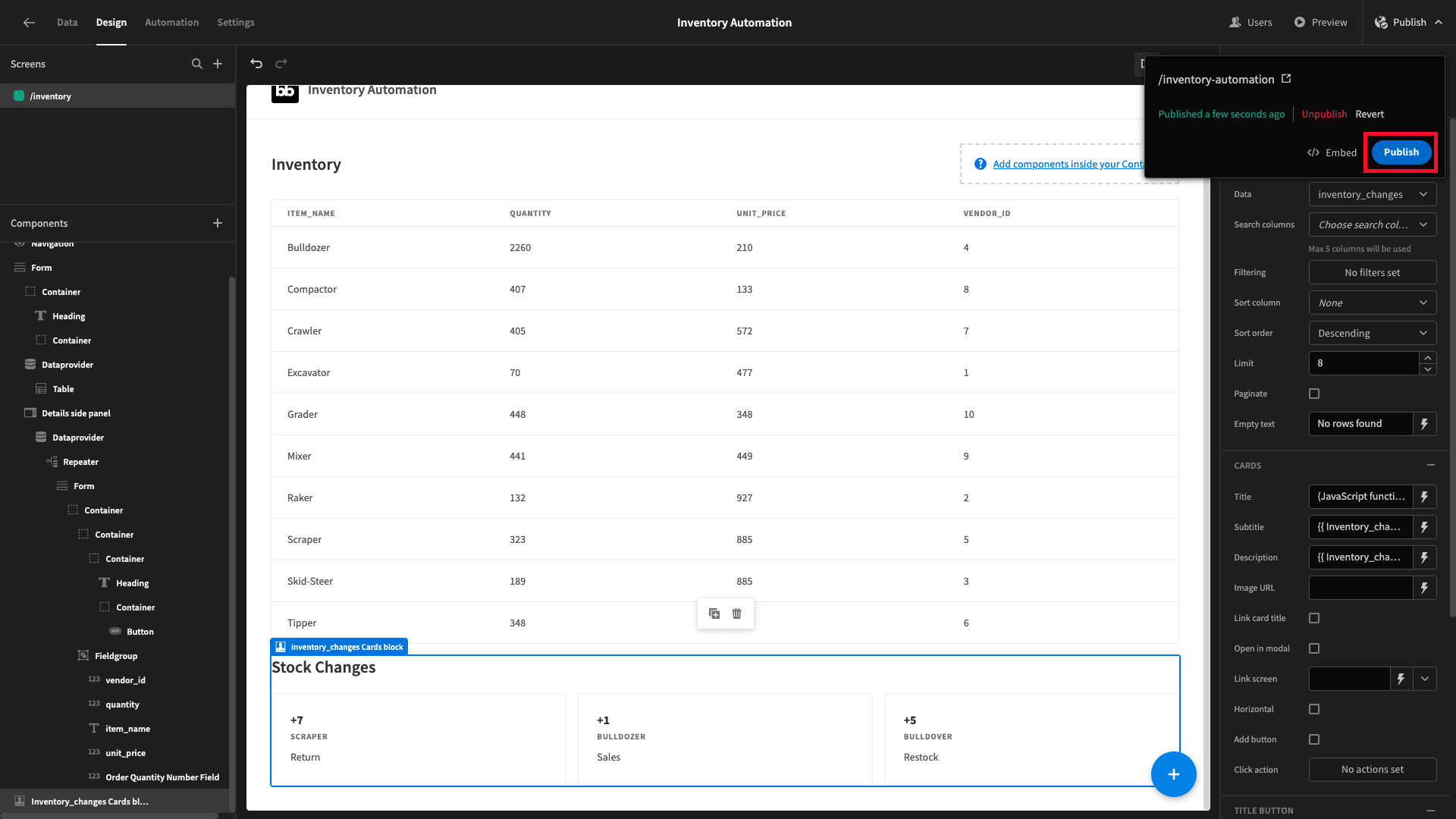 Inventory automation app