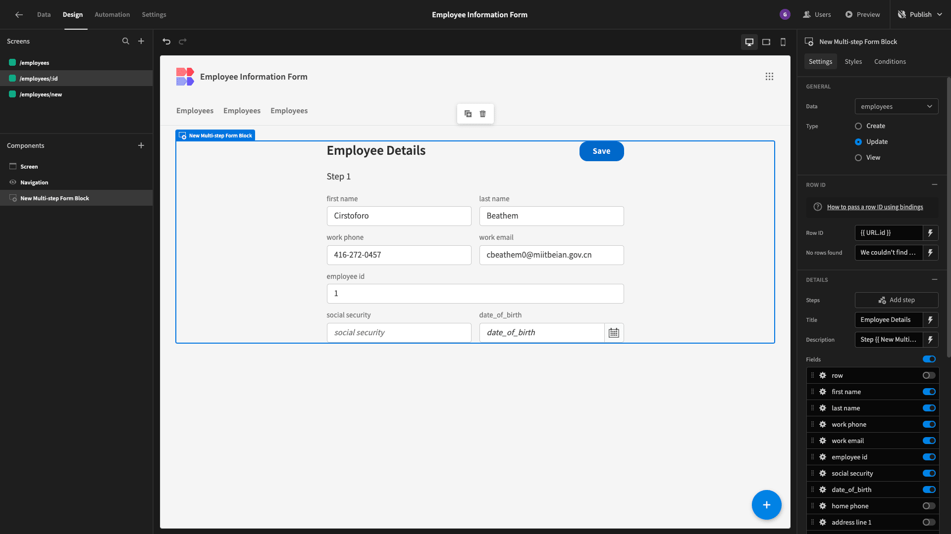 Update Form