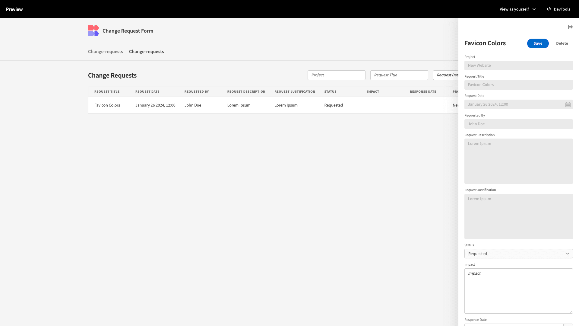 Change Request Approval Form