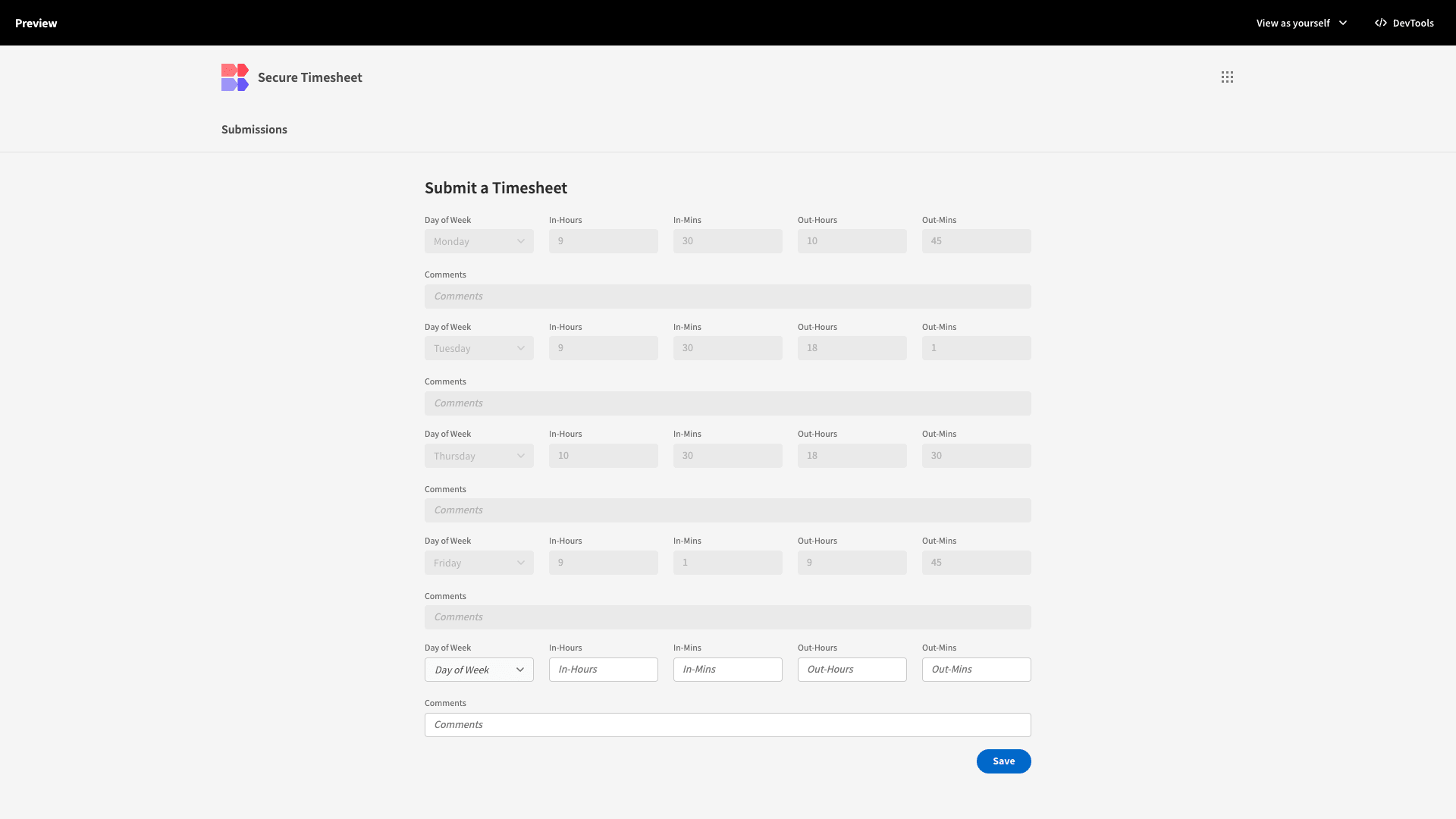 Secure Timesheet
