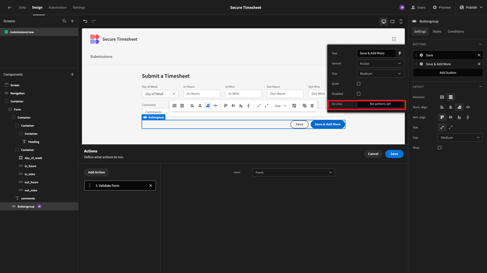 Button Actions