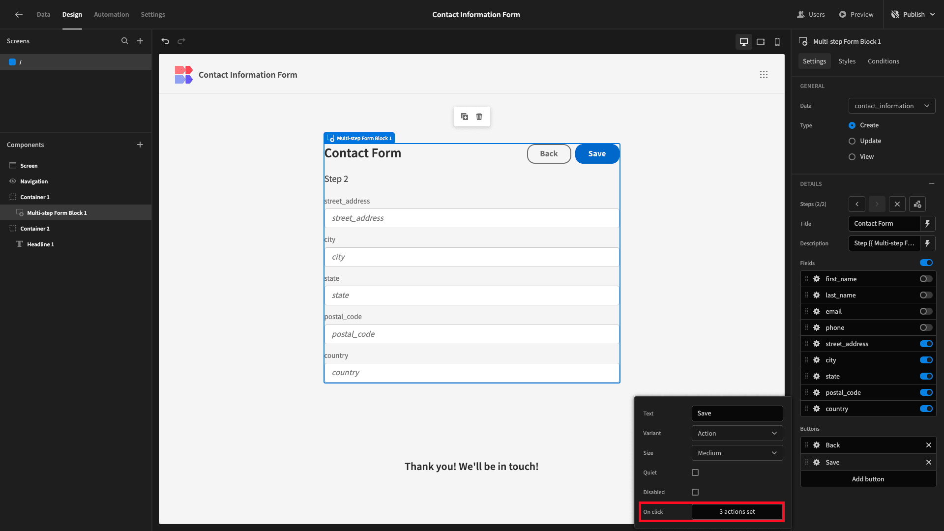 Button Actions Button Actions