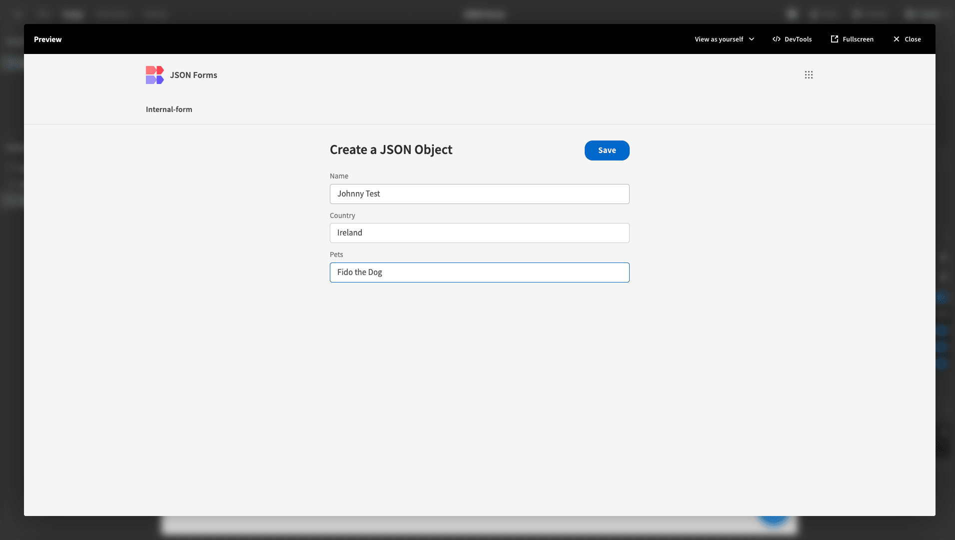 Form Data to JSON