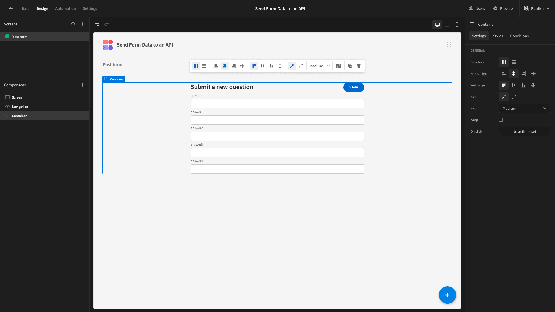 API form