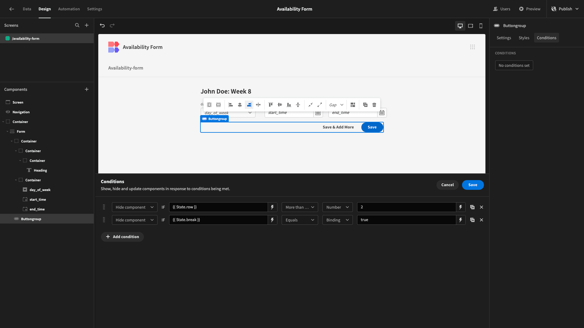 Hide Component Hide Component