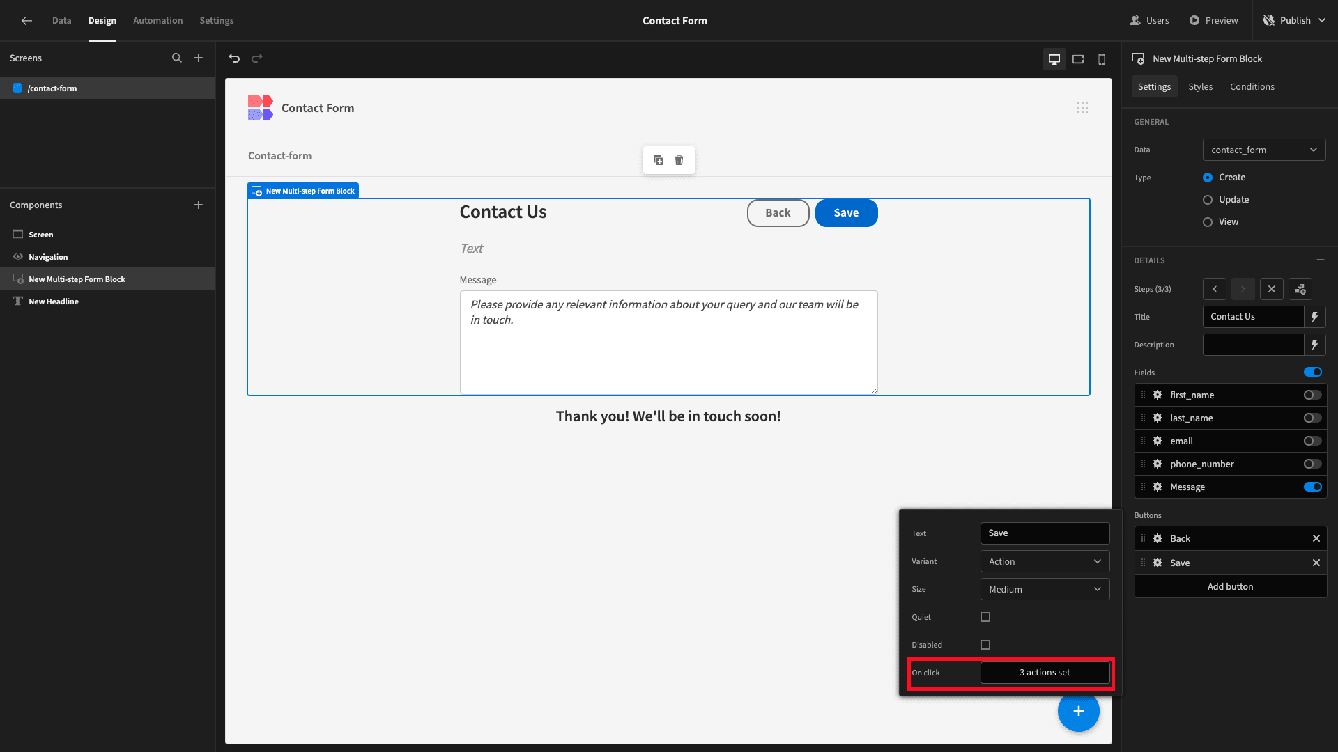 Button Actions Button Actions