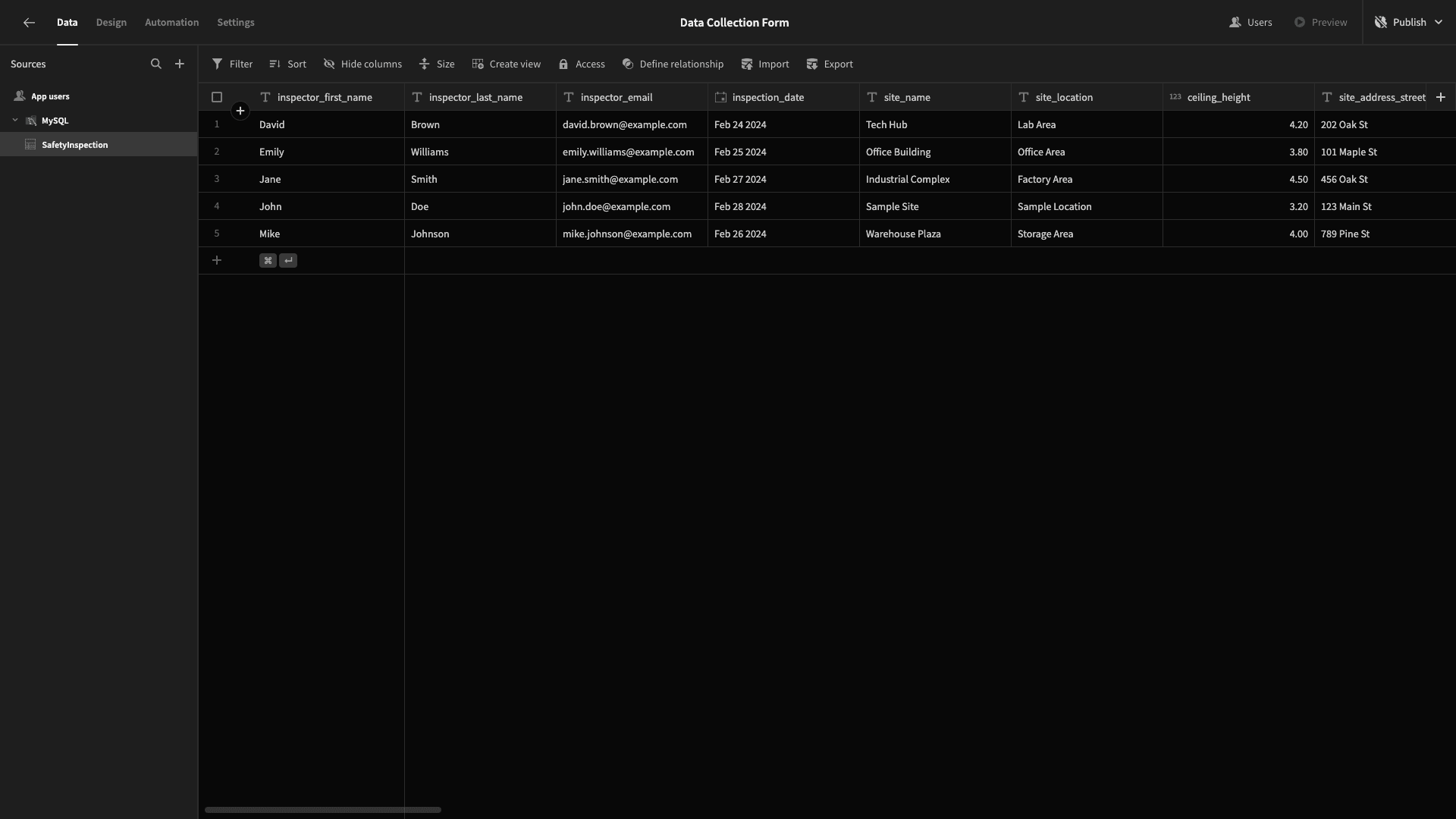 Database Table