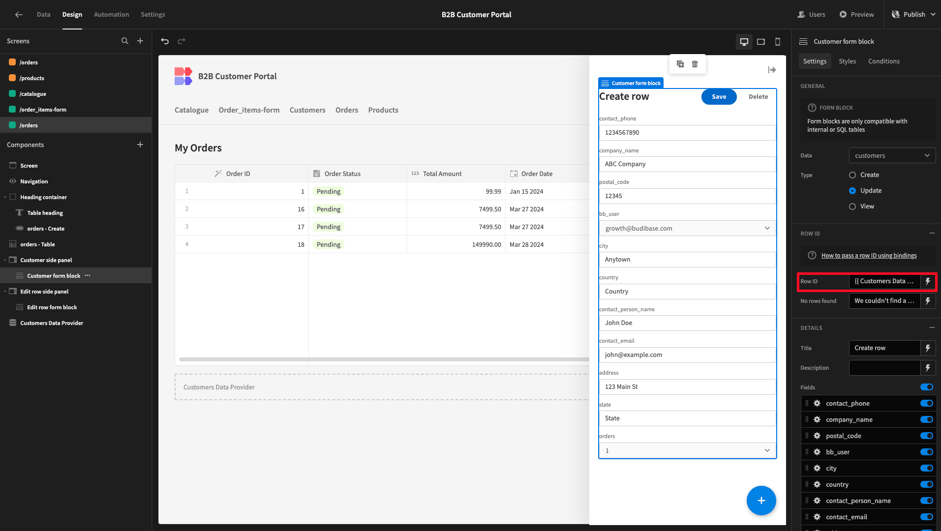 Customer Form Customer Form