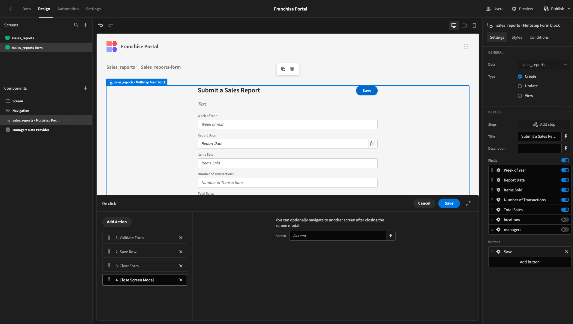 Close Screen Modal