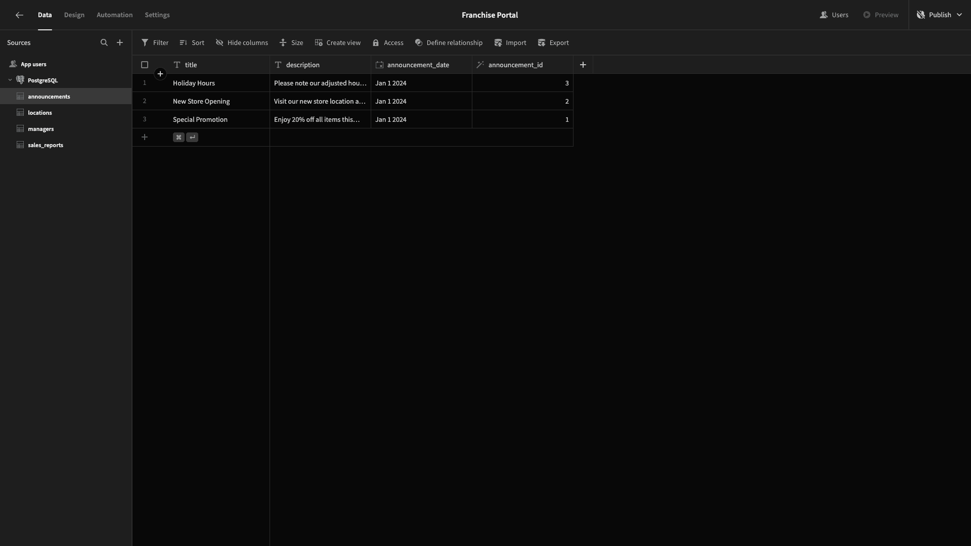 Database Table