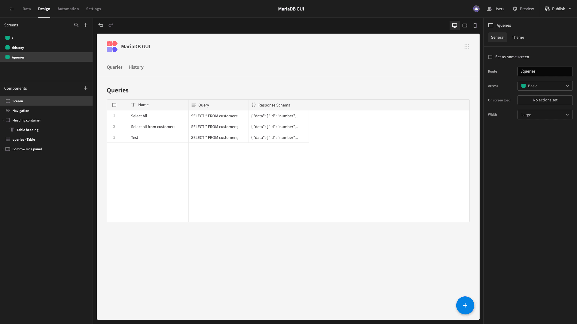 Saved queries