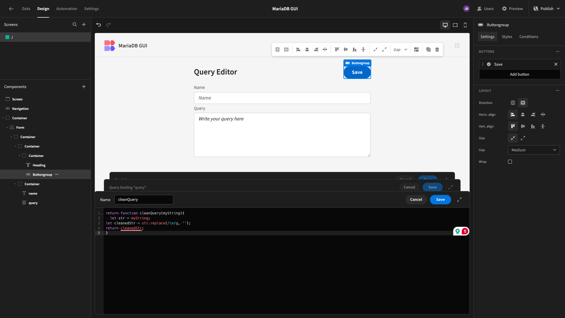 MariaDB GUI
