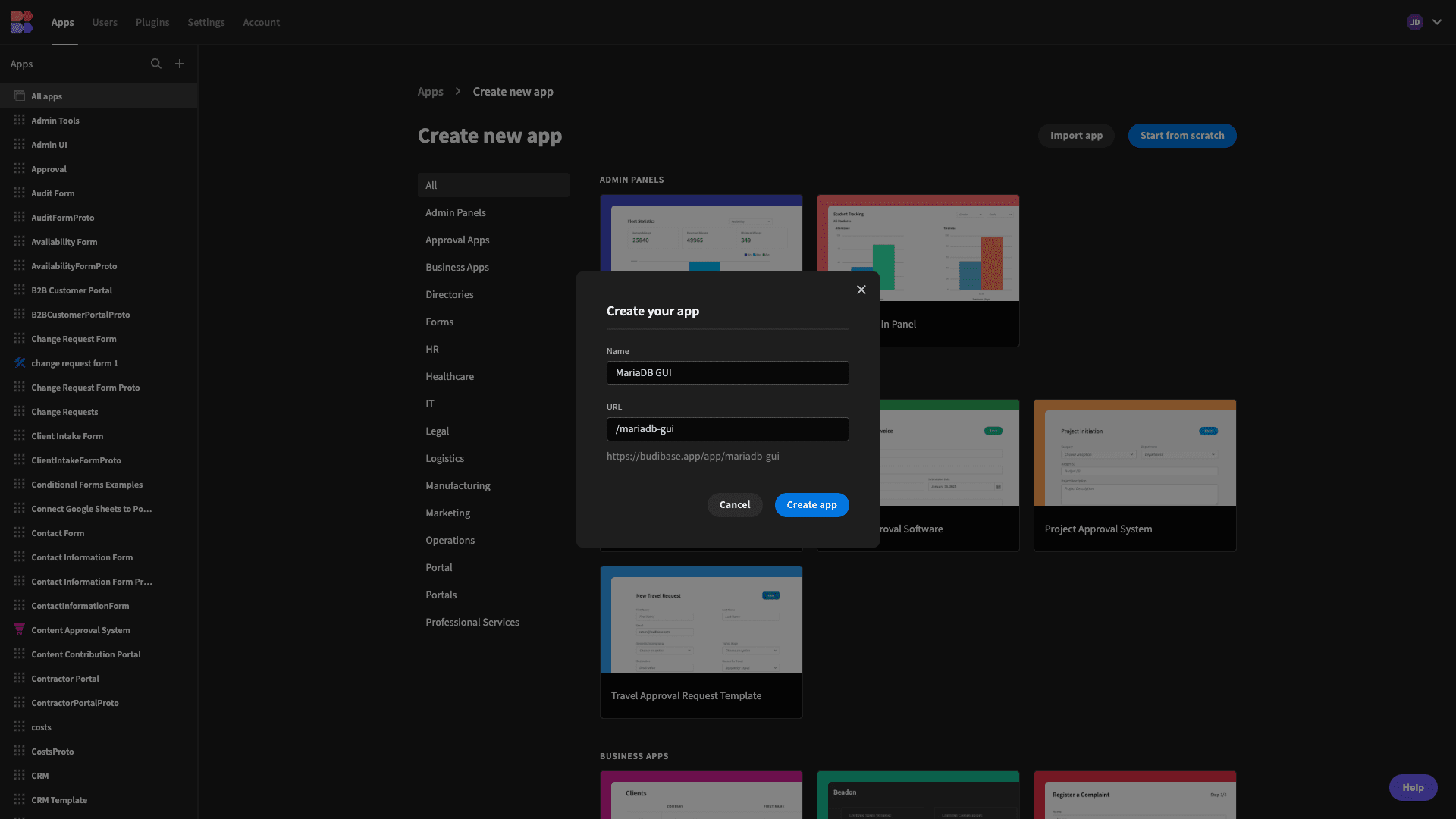 MariaDB GUI