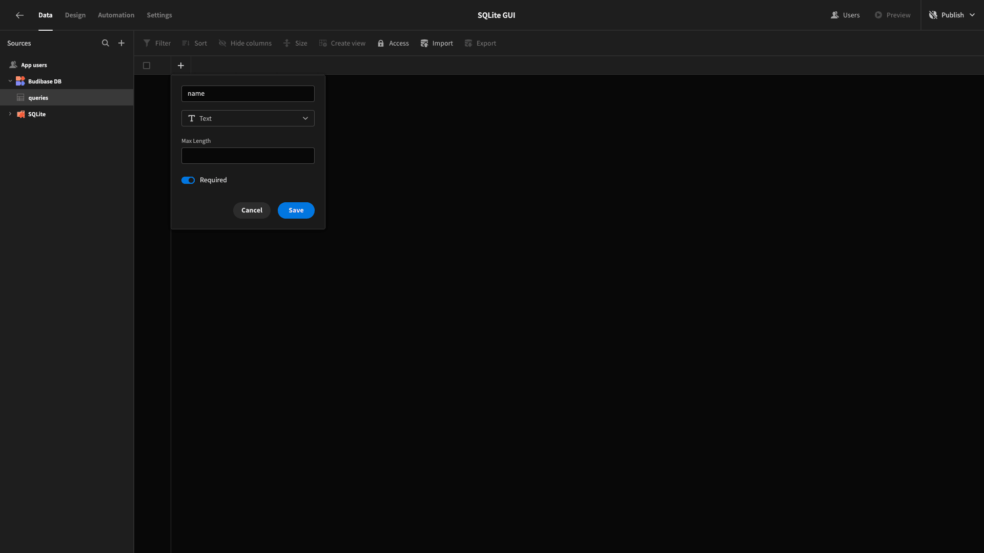 SQLite GUI SQLite GUI
