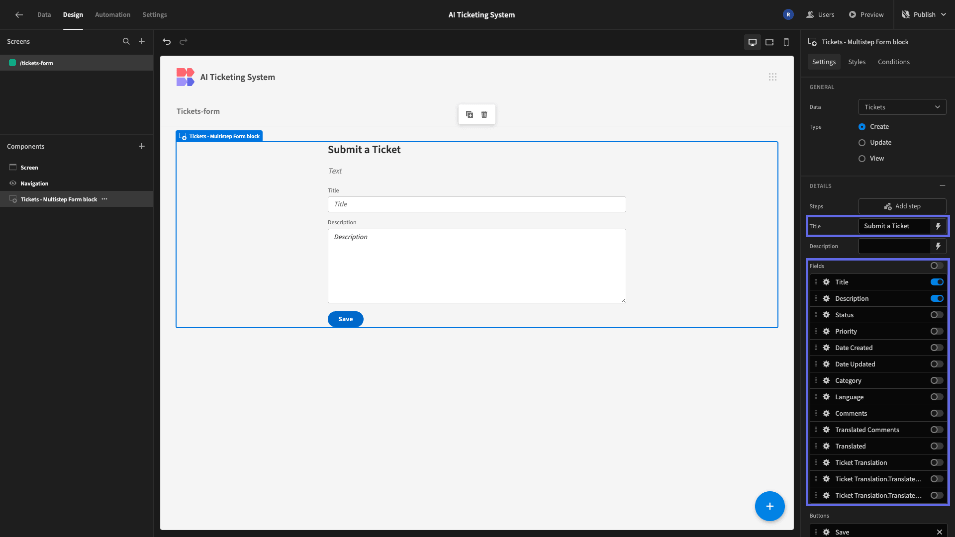 Ticketing Form