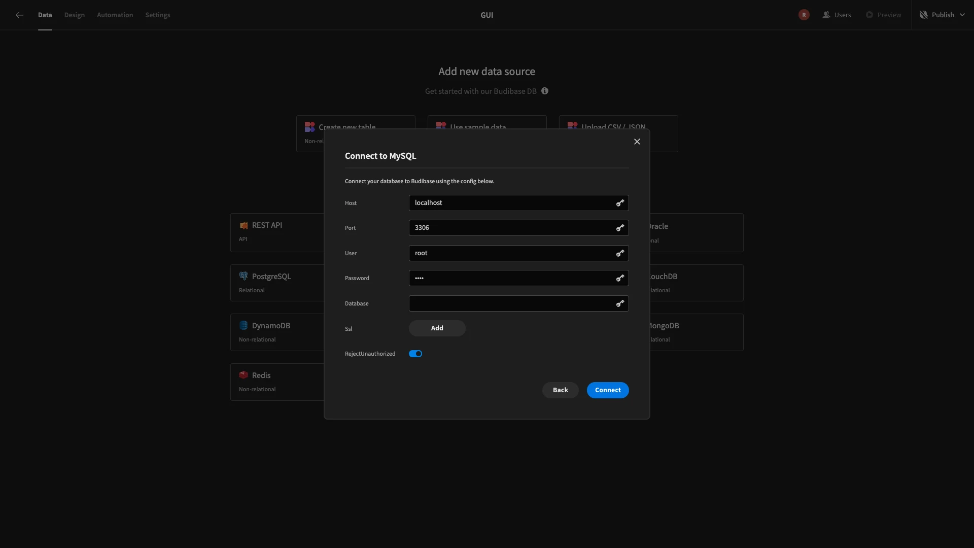 Database credentials Database Credentials