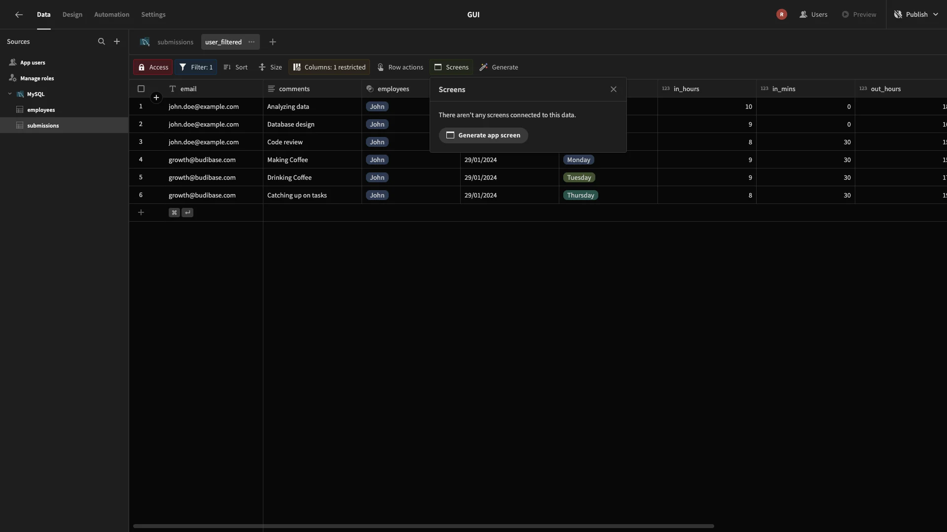 Generate Screens Generate Screens