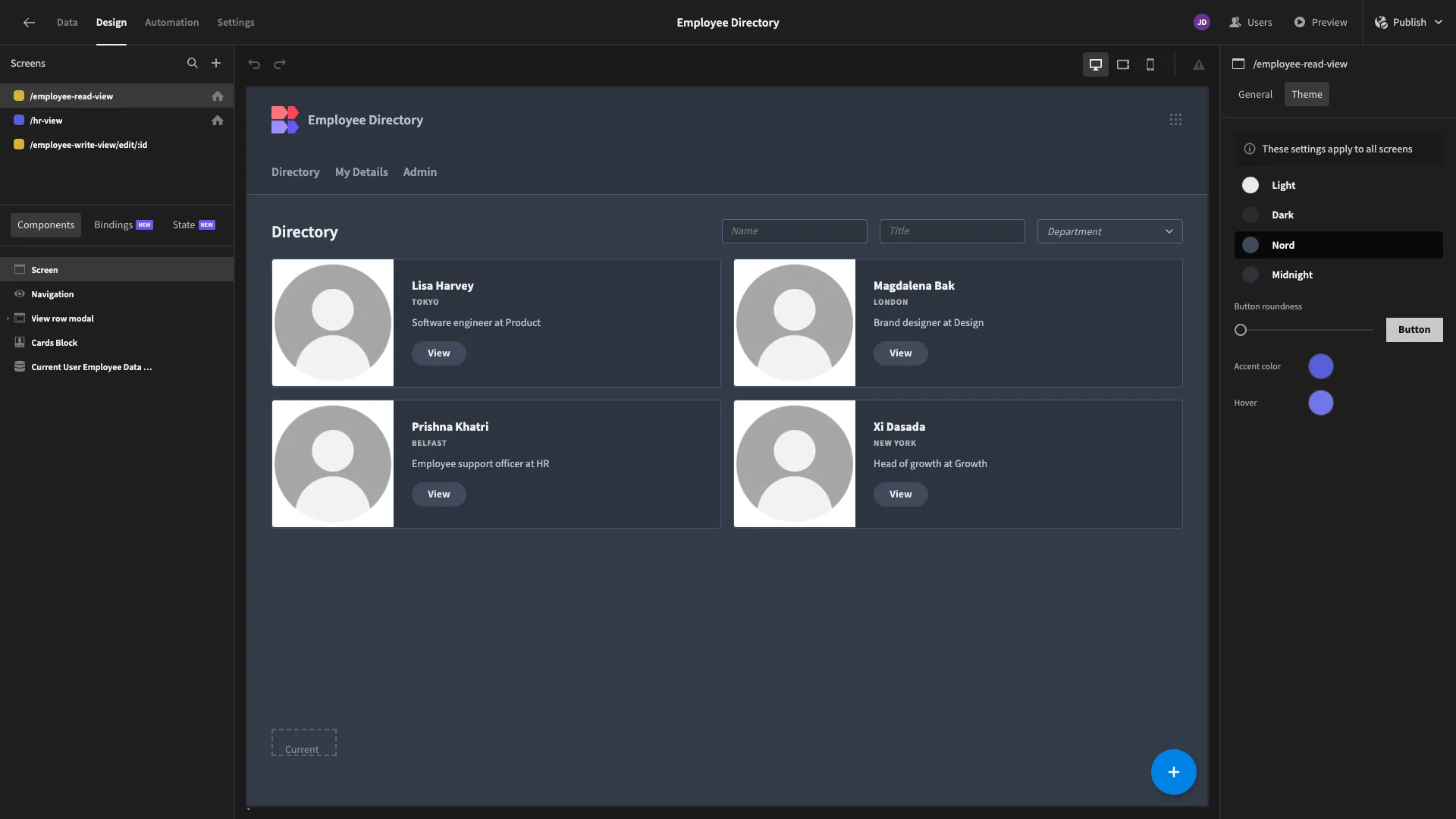 Cards UI