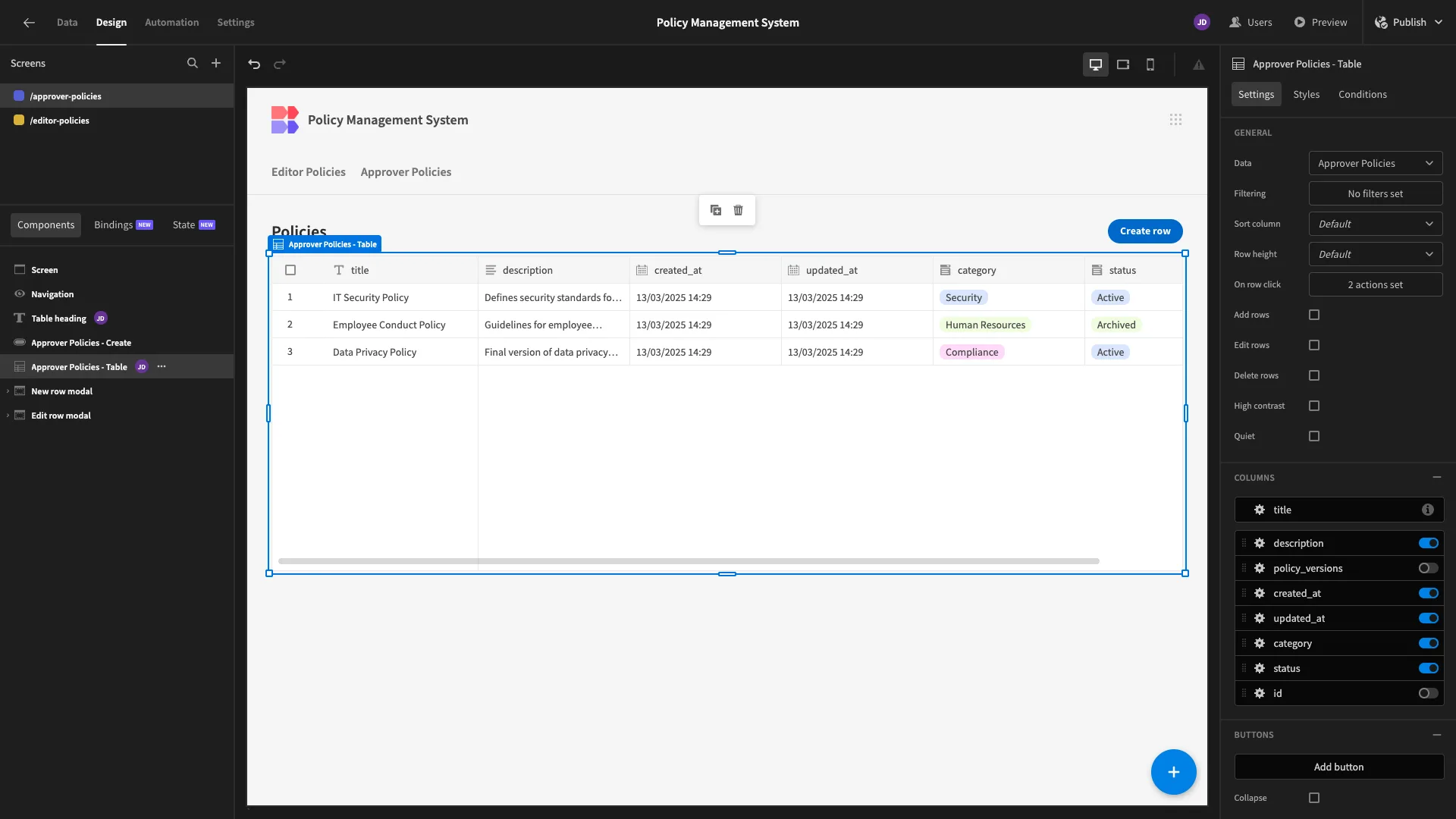 Policy management system Policy Management System