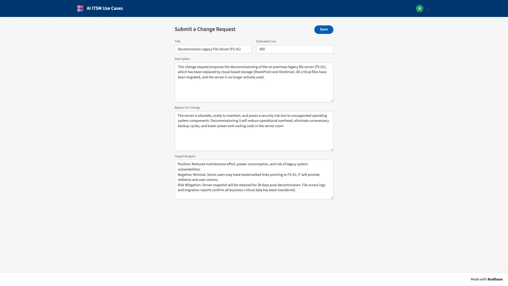 Change Request Form Change Request Form