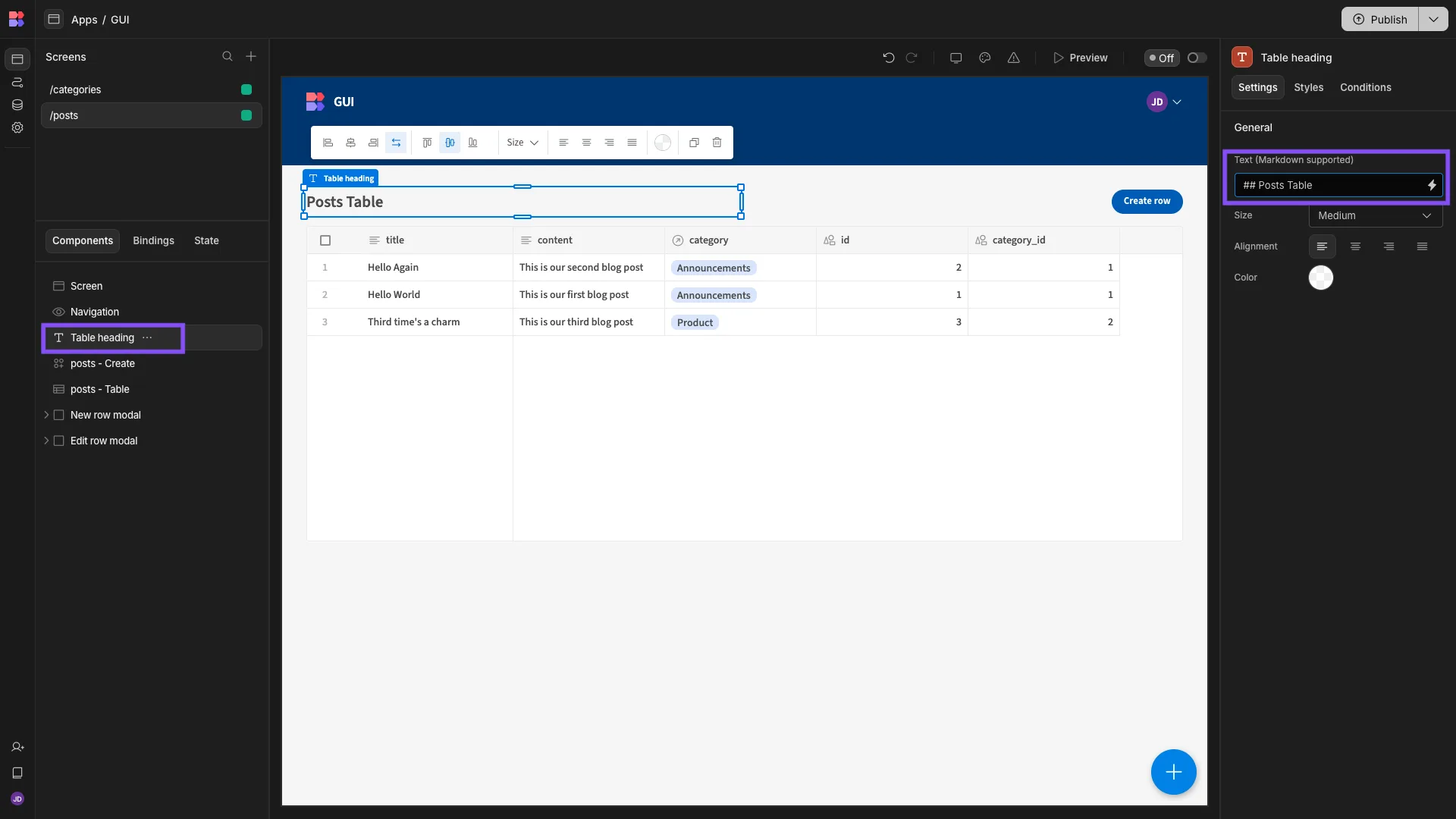 CRUD UI